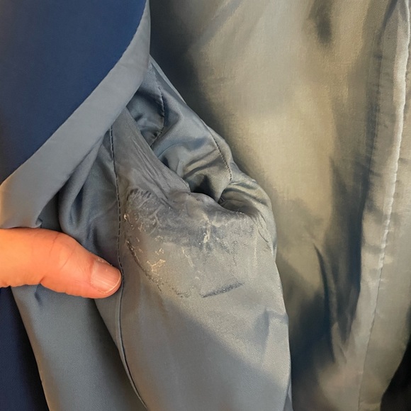 Smythe Blue Satin Peaked Lapel Blazer with Gold Buttons - Picture 10 of 10